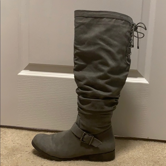 gray wide calf boots